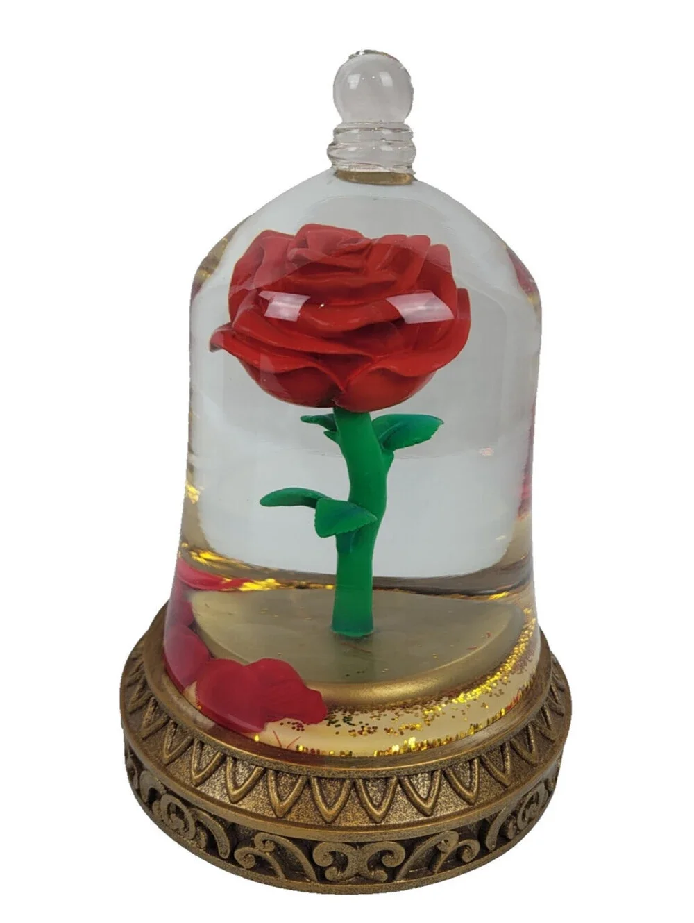 2021 Disney Parks Beauty and the Beast Musical Enchanted Rose Snow Globe in box